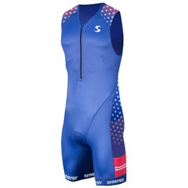 Synergy Triathlon Trisuit - Men's Elite Sleeveless Tri Suit (USA, X-Large)