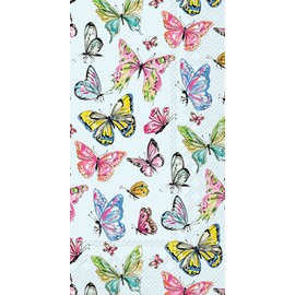 IHR Ideal Home Range Dinner Napkins Rosanne Beck Disposable 3-Ply Paper Hand Towels, 8.5" x 4.5", Butterfly Medley, 16-Count