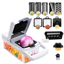 MAGIC SELECT Manual Vegetable Cutter, Multifunctional Kitchen Mandoline 13 in 1-2 Blades, 7 Grater Slicers, Egg Separator and Drainer, Stainless Steel Blades