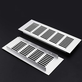 Ventilation Grille, zosenda Pack of 2 Metal Ventilation Covers, Heating Grille, Door Ventilation for Wardrobe, Shoe Cabinet, Sink, Kitchen, Worktop, Bathroom (80 x 200 mm)