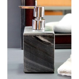KLEO Soap/Lotion Dispenser - Made of Genuine Indian Marble - Luxury Bathroom Accessories Bath Set - Black/Grey