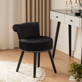 YYW HOME Vanity Stool with Back - Vanity Chair with Back Small Chair for Vanity Makeup Vanity Chair Velvet Vanity Stool Chair Tufted Accent Chairs Makeup Chair for Vanity for Women Girls and Kids