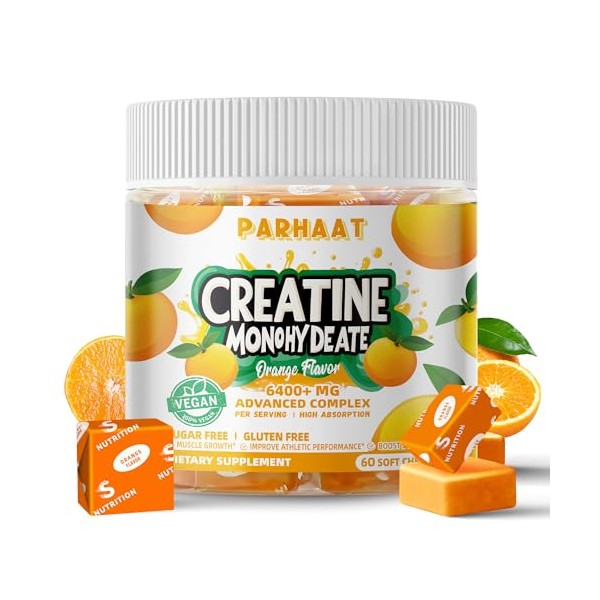 Parhaat Creatine Monohydrate Chews Complex 6400mg for Men & Women