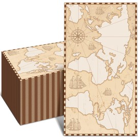Janlaugh 100pcs Vintage World Map Paper Napkins Retro Disposable Cocktail Napkins for Decoupage Birthday Wedding Bridal Shower Travel Theme Party (4.3 x 7.9 Inches)