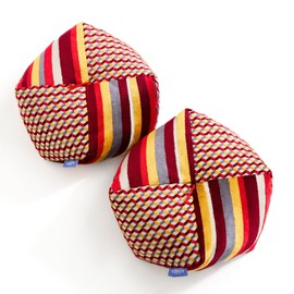 CUSHYZ Takumi Handmade Round Velvet Pillows – Set of 2 Accent Cushions, 16″ Soft Decorative Floor & Couch Pillows for Living Room, Bedroom, or Meditation Space - Royal Red