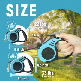 LIEVUIKEN Retractable Dog Leash Automatic Telescopic Tractor Dog Tape, Pet Tape 10/16 FT Durable and Convenient, with Non-Slip Handle, Suitable for Small and Medium-Sized Dogs Lake Blue