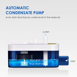 Automatic Condensate Pump, AC110 to 240V 24L/H 200ml Silent HAVC Condensate Removal Pump, Mini Split Design, for Air Conditioner, Furnace, Dehumidifier