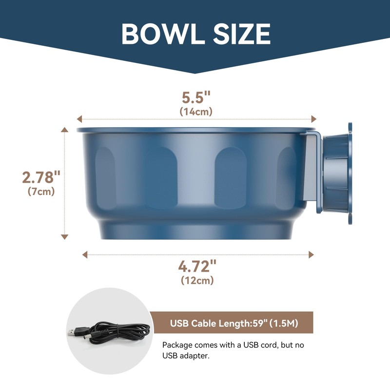 Billionchains Indoor Heated Water Bowl for Pet 600ML Thermal Water