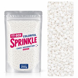 TT-BOX Sprinkles Confeti Comestible, Multicolor Pastel, 200 g, Decoración para Repostería, Pasteles y Cupcakes (Blanco)
