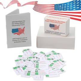 U.S Civics Test Flash Cards Combo Set,2025 US Citizenship Test Flash Cards & Study Guide Combo, Bilingual English/Spanish Naturalization Prep Kit with 100+ Civics Questions