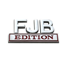 SSDD FJB Edition Bumper Stickers, Car Sticker 3D Raised Letters Emblem, Badgeslide ​Fender Metal Badge Replacement with Strong Adhesive (Chrome/Red) (CH-FJB-ChBk)