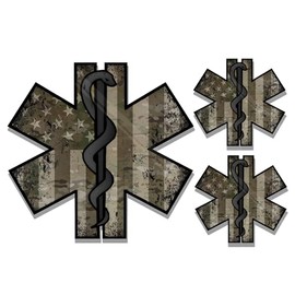 American Responder - Tactical Camo EMS Decal Pack (3pc) | Durable Vinyl Decal Stickers (Reflective) | Outdoor Use Approved