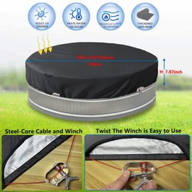 Bitubi 5-6 Ft Steel Round Stock Tank Pool Cover,Upgraded with Wire Rope & Winch Fixed Increase Stability(Black)