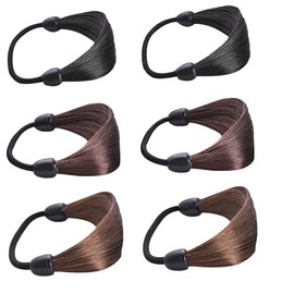 6PCS Hair Ties Wig Braided Mini Rubber Bands Braided Wig Hair Tie Faux Elastic Hair Band Ponytail Holders Rope Ring for Women Girls 3 Colors
