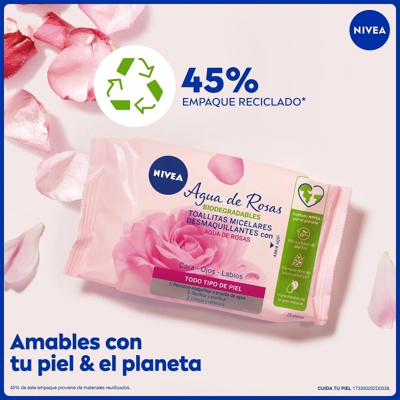 Toallitas Desmaquillantes Nivea Agua De Rosas 25 Piezas