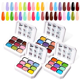 U-Shinein Gradient Painting Gel Set, 4*Plates Ombre Gel Nail Polish Pigment Pat Nails,Long-lasting Silky Texture Highly Saturated French Manicure Soak of UV/Led Home Salon DIY Nail Art JOMK