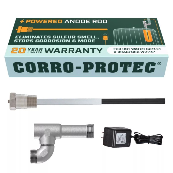 Corro-Protec Powered Anode for Water Heater, 20-Year Warranty + Eliminates