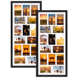 MEBRUDY 4x6 Collage Picture Frames with 15 Openings, 2 Pack Black Multi Photo Frames Display 4 x 6 Pictures with Mat for Wall Mounting, Irregularly Style