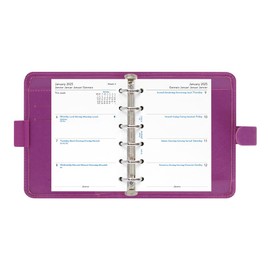 Filofax Saffiano Organizer, Pocket Size, Raspberry - Cross-Grain, Leather-Look, Six Rings, Week-to-View Calendar Diary, Multilingual, 2025 (C022452-25)