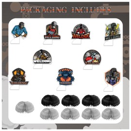 9 PCS Electric Welding Honeycomb Centerpieces Table Decorations Electric Welding Table Centerpieces for Electric Welding Party Supplies Electric Welder Birthday Party Decorations