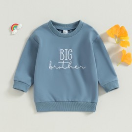 Big Brother Little Sister Matching Outfits Toddler Boy Sweatshirt Big Brother Shirt Toddler Boys Fall Winter Clothes(C-Blue Sweatshirt,3-4T)