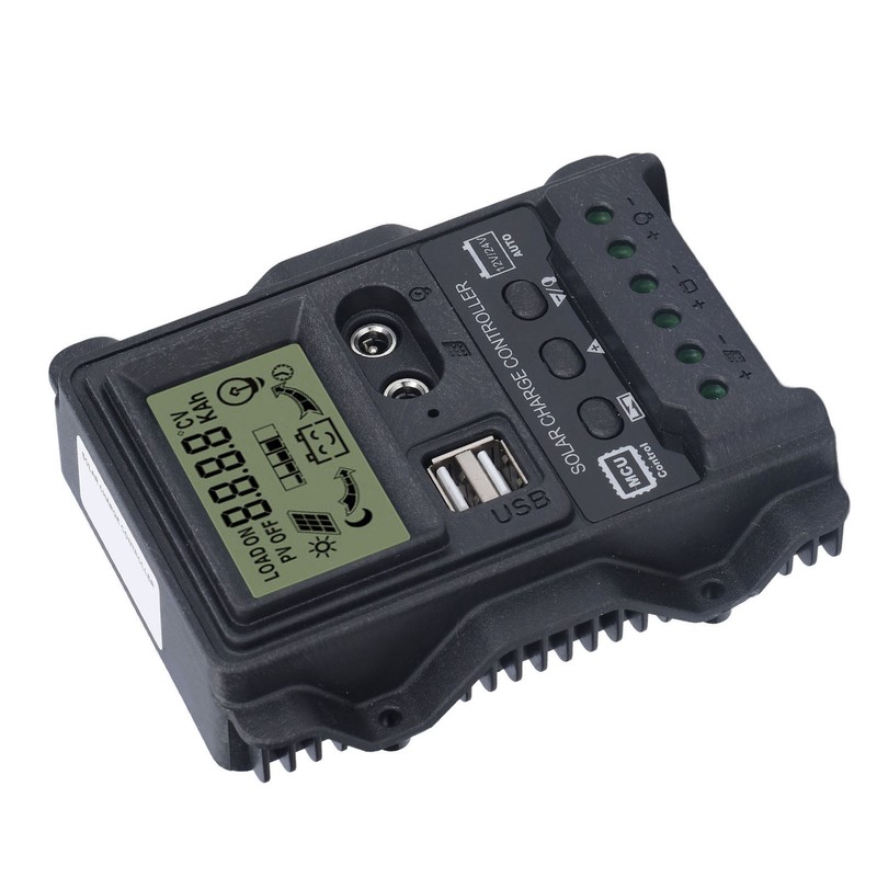 Dual USB Solar Charge Controller ABS LCD Display PWM Charging