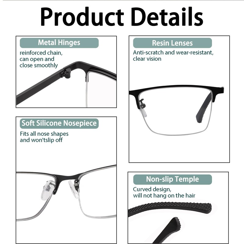 KISSOUL Photochromic Progressive Multifocus Reading Glasses Transition Sunglasses UV Readers