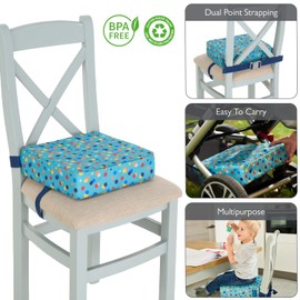 Polar Gear Baby Booster Cushion – Lightweight Booster Seat for Children 3 Years+ - Machine Washable, Adjustable Straps – 8cm Thick Foam Booster Seat Dining Chair – Confetti