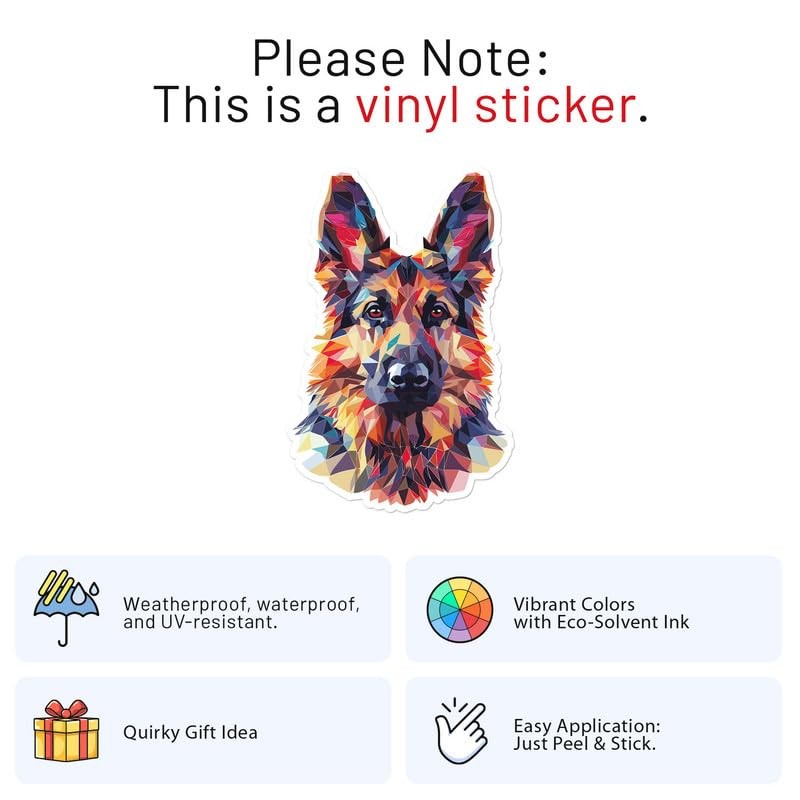 Triangulated German Shepherd Dog Sticker - Vinyl Waterproof Decal Quirky