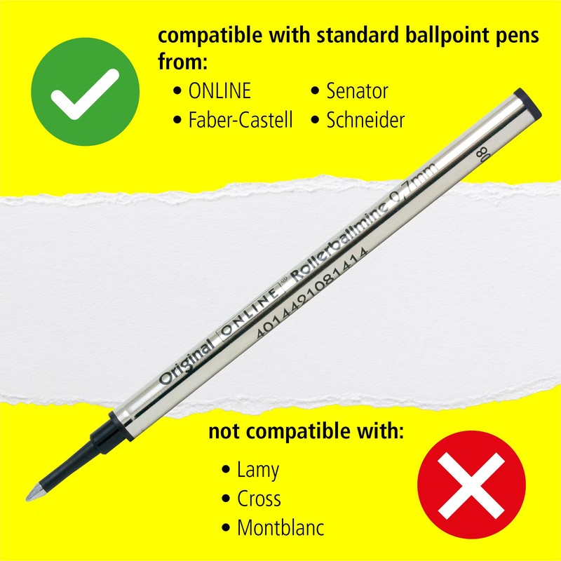 Online rollerball refill, line with 0,7mm, writing colour black, ISO