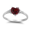 925 Sterling Silver Faceted Natural Genuine Red Ruby Heart Promise