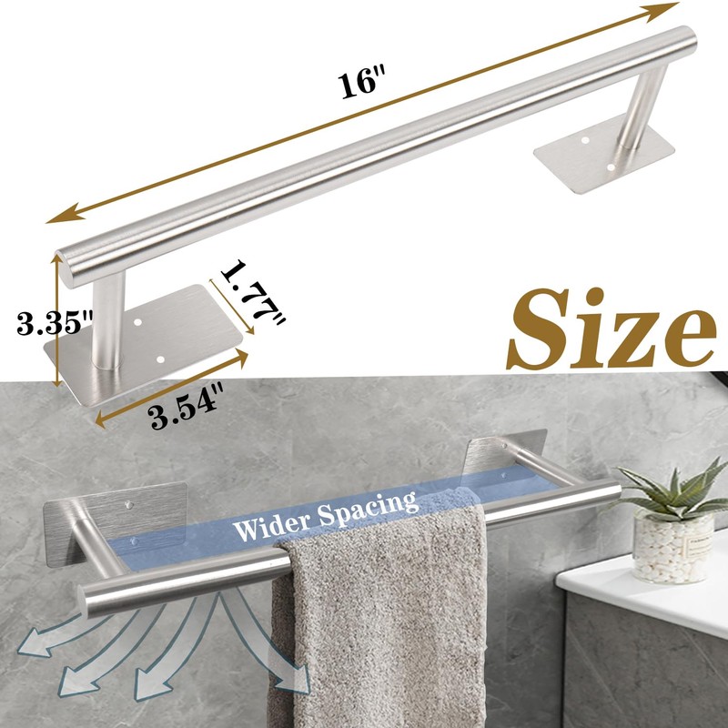 Vanloory Self Adhesive Bath Towel Bar, Stainless Steel Towel Racks