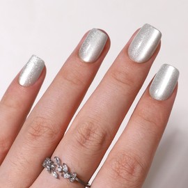 Short Square Press On Nails, Solid Dark Color Fake Nails，Stick on Nails，Glue on Nails，Medium Shape False Nails on 24PCS (Green Cat' Eyes, Short)