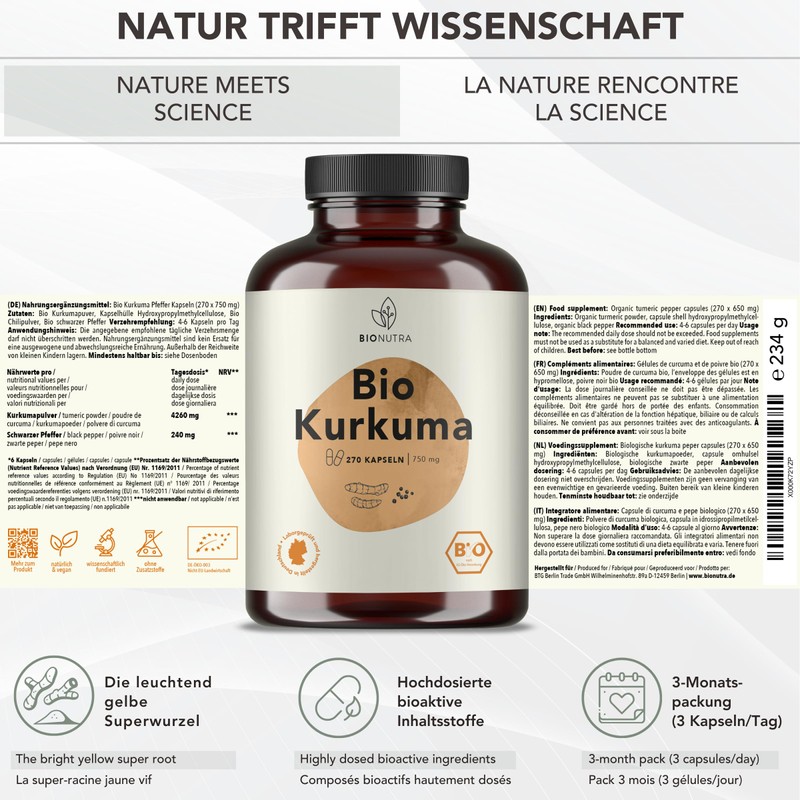 Bionutra Turmeric Powder, Organic, Natural, Premium Fine Ground Turmeric Curcumin