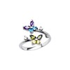 Silver-Tone Toe Ring Butterfly CZ