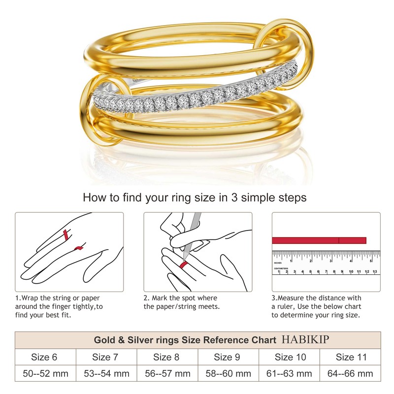 HABIKIP Gold Stackable Rings for Women Non Tarnish, Dainty Gold