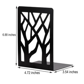 2 Pair Book Ends,Tree Design Black Bookends,Non-Skid Bookend Heavy Duty Metal Book Stopper,Book Ends for Shelves, Abstract Art Desgin Bookends for Heavy Books (2, Black)