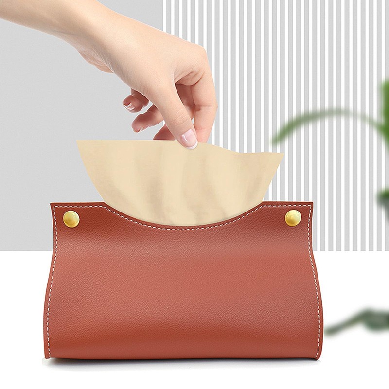 CHENGZI Tissue Box Holder, PU Leather Tissue Box Cover Holder