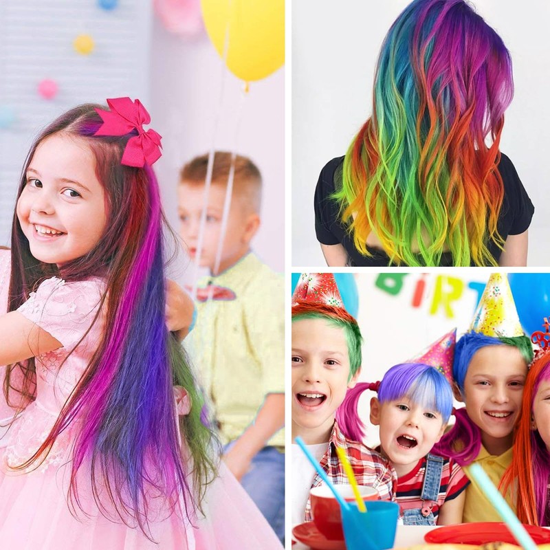 Landrain Pack of 8 Temporary Hair Chalks for Girls, Washable