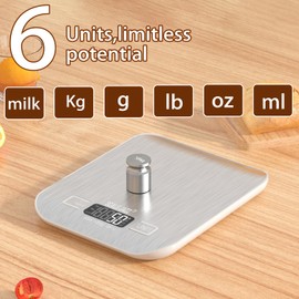 Mini Digital Scale 10kg/1, Kitchen Scale, Food Scale, Coffee Scale, 6Units, Auto Off, Tare, Stainless Steel, complimentary Battery, Easy to Store