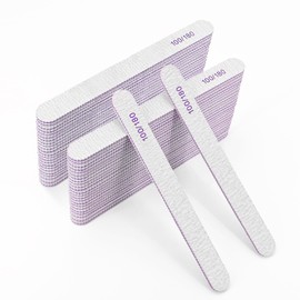 BIXVSIN Pack of 50 Nail Files, Professional Nail Files, Double-Sided, 100/180 Grit, for Combination of Gel Nails for Nail Salon and Home