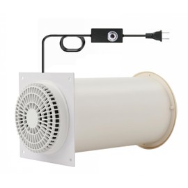 MEOZRI Through-the-Wall Ventilation Fan Exhaust Fan White Cover 6-inch Diameter Vent with 11.8 inch Length 180 CFM