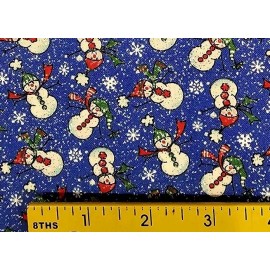 Fabric Traditions - Christmas Tossed Snowman  With Glitter Quilting Fabric
