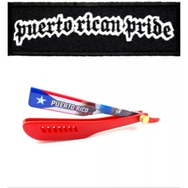 PR BARBERSHOP PUERTO RICO STRAIGHT BARBER RAZOR WITH 100 SHARK BLADES