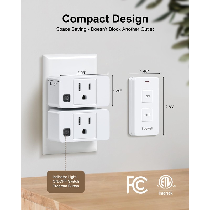 TREEWELL Remote Control Outlet with Portable Magnetic Switch, 200FT Long