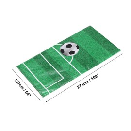 MECCANIXITY Soccer Tablecloth, 54 x 108 Inch Plastic Soccer Pattern Disposable Rectangle Sports Soccer Theme Table Cover for Stadium Birthday Party Decoration Green Grass