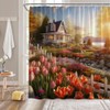 Garden Shower Curtain Elegant Tulip Flower Rustic Cabin Lodge Sunset