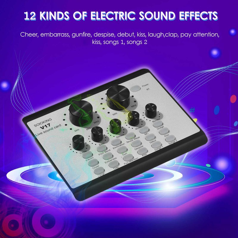 V17 Live Sound Card BT Mini Sound Mixer Multifunctional Voice
