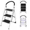 COSTWAY 3 Step Ladder, Folding Step Stool w/Wide Anti-Slip Pedal