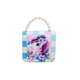 Cslbiuni Cute Unicorn Little Girls Purse Kids Crossbody Bag Shoulder Purse Handbag with Pearl Handle, Color 3, One Size